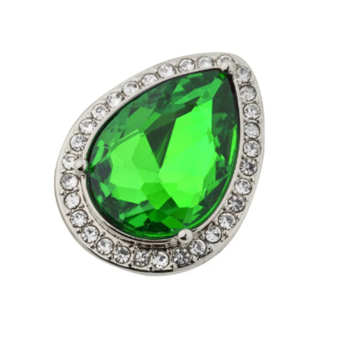 Gota con piedra de vidrio verde plata|SHOEME CHARMS