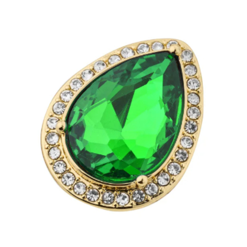 Gota con piedra de vidrio verde oro|SHOEME CHARMS